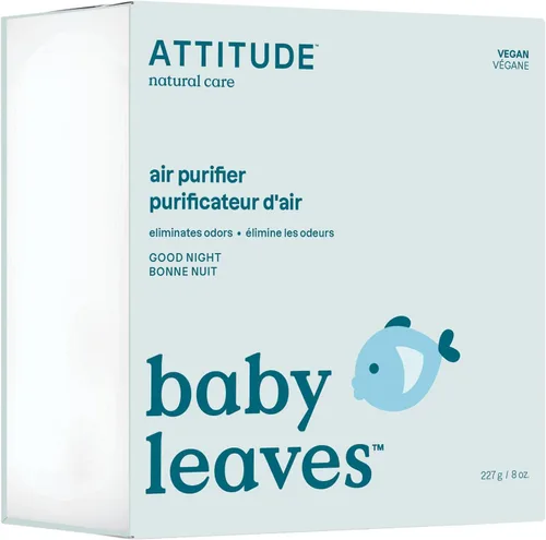 ATTITUDE Purificador de aire para bebés, ambientador de carbón activado, removedor de olores, a base de plantas y minerales, vegano, buenas noches,