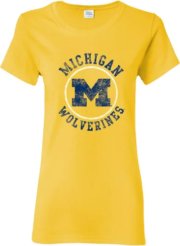 Miniatura 27 de NCAA - Camiseta para mujer, diseño de círculo envejecido, color del equipo, universidad