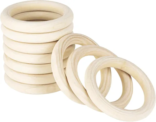 10 unidades de anillos de madera natural sin acabado de 120 mm para manualidades, anillos de madera macramé para colgantes de anillos y conectores