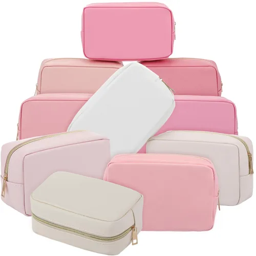Miniatura 14 de Sweetude 10 bolsas de maquillaje a granel para mujeres, regalo preparatorio, bolsa de cosméticos de piel sintética, pequeña bolsa de aseo