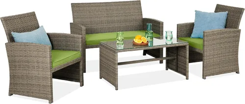 Miniatura 30 de Best Choice Products juego de muebles de mimbre para patio al aire libre, 4 piezas, para conversación en el patio trasero con mesa de café, cojines