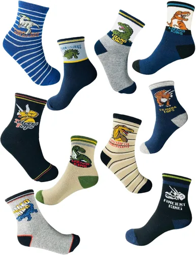 Calcetines de dinosaurio para niños de 4 a 7 años, el mejor regalo de 7 a 10 años, calcetines de algodón para niños, paquete de 5 unidades de