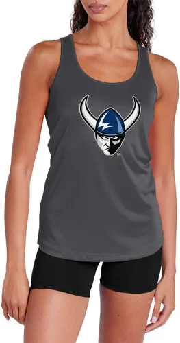 Miniatura 370 de Camiseta deportiva sin mangas oficial de la NCAA Collegiate para mujer, con espalda cruzada, logotipo primario, colección carbón