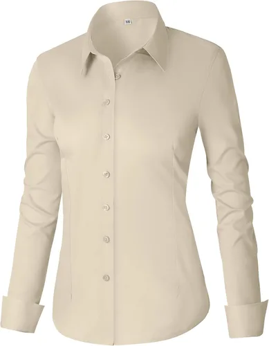 Miniatura 21 de CUNLIN - Camisas de manga larga con botones de algodón para mujer, ajustadas, camisas formales de vestir para el trabajo, blusas de trabajo, tops
