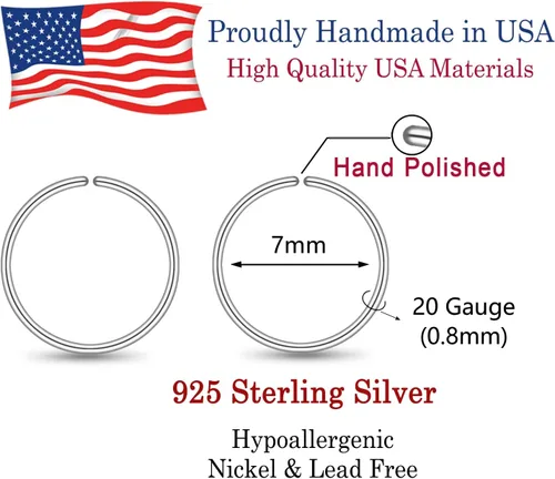 Miniatura 139 de Small Gold or Sterling Silver Huggie Hoop Earrings for Women Cartilage Nose Helix Tragus