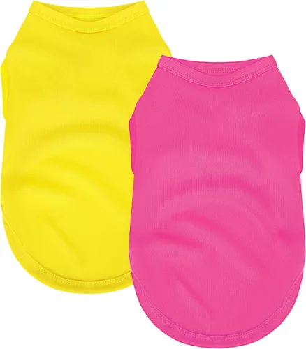 Miniatura 7 de Paquete de 2 camisas para perros de color liso, ligeras, de secado rápido, transpirables, camisetas para mascotas para perros pequeños a grandes