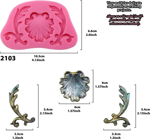 Miniatura 5 de Funshowcase Medallón floral de acanto Flourish Scroll Lace Fondant Moldes de silicona para decoración de pasteles, proyectos de manualidades