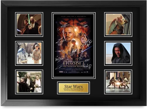Miniatura 38 de HWC Trading Star Wars Episodio 1 La Amenaza Fantasma Regalos Presentación Impresa Autografiada Montaje para Fans de Recuerdos de Películas - 16" x