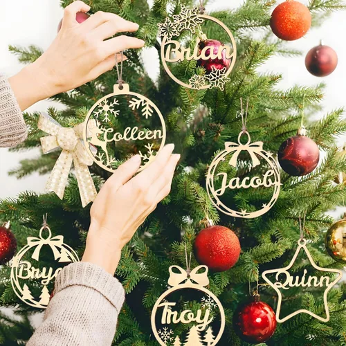 Miniatura 3 de Adornos de Navidad personalizados 2025 con nombres, adornos de madera personalizados de Navidad, adornos de pata personalizados, regalos