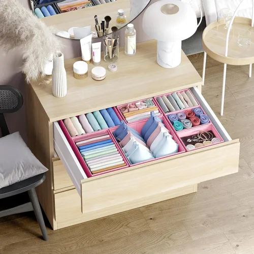 Miniatura 5 de Neaterize - Juego de 12 organizadores de cajones para ropa, cestas separadoras para guardar ropa, maquillaje, baño, organizar ropa interior, Rosa