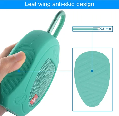 Miniatura 4 de Funda protectora de silicona para JBL Clip 3 Altavoz portátil impermeable (verde azulado)