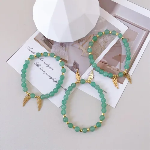 Miniatura 3 de EDEN'S CALL Pulsera de cuentas de cristal curativo con alas de ángel, pulsera elástica con cuentas de cuarzo para mujer
