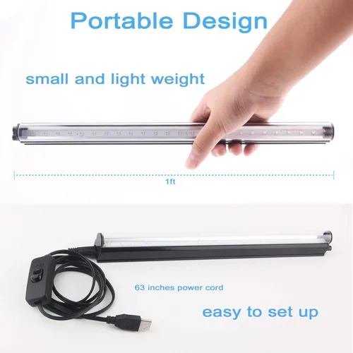 Miniatura 6 de Barra de luz LED negra, tubo de luz negra UV USB de 10 W, 1 pie, suministros de fiesta que brillan en la oscuridad para decoraciones de Halloween