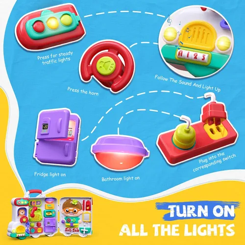 Miniatura 3 de Tablero Ocupado 54 en 1 en Inglés y Español Juguetes Montessori Regalo para Niños de 1 a 2 Años, Juguetes Educativos Montessori para Niños Pequeños