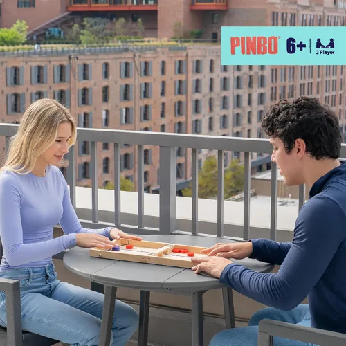 Miniatura 7 de Pinbo El juego clásico de cabestrillo Juego de mesa plegable de acción rápida para 2 jugadores de madera para niños y adultos Ideal para viajes