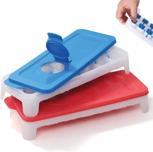 Bandejas de silicona para cubitos de hielo para congelador, juego de 2 soportes para congelar, bandeja para cubitos de hielo de fácil liberación con