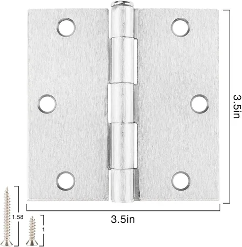 Miniatura 2 de Paquete de 18 bisagras para puerta de 3.5 pulgadas, níquel satinado/cepillado, bisagras interiores de 3 ½" para puertas, bisagras cuadradas de 8,9 x