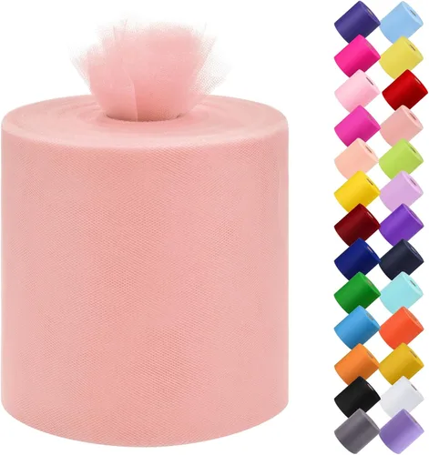 Miniatura 32 de Rollo de tela de tul, 6 pulgadas por 200 yardas (600 pies), carrete de tela de organza de tul para bricolaje, falda tutú, decoración de baby shower