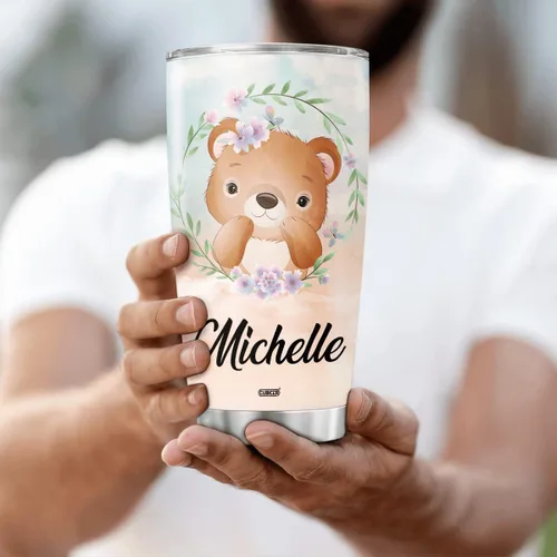 Miniatura 3 de CUBICER Vaso de café personalizado con diseño de oso y tapa aislada, regalos de Navidad para niños, mujeres y adultos, tazas de acero inoxidable