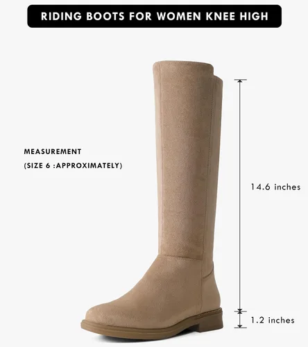 Miniatura 2 de Shoe'N Tale Botas altas hasta la rodilla con tacón bajo plano y punta redonda elástica para mujer con cremallera lateral