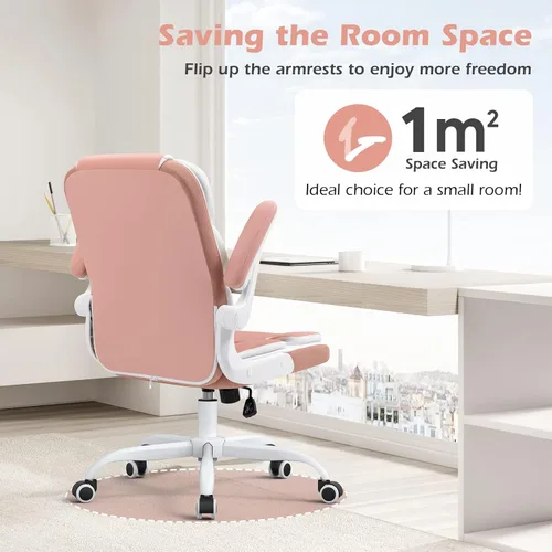 Miniatura 6 de SEATZONE Silla de Escritorio Rosa Silla de Oficina Ejecutiva Moderna con Brazos Silla de Escritorio de Computadora de Piel Sintética para Niñas