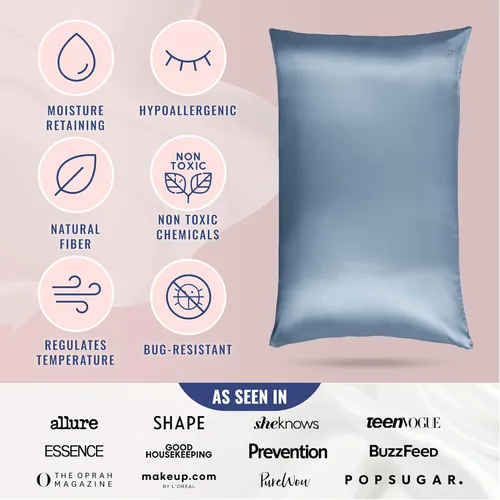 Miniatura 4 de Funda de almohada 100% de seda de morera pura de Blissy, fibras de alta calidad 6A con densidad de 22 momme, para el cuidado del cabello y la piel