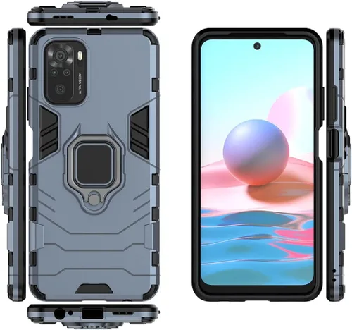 Miniatura 3 de Compatible con Xiaomi Mi Redmi Note 10, Redmi Note 10S, soporte de anillo de metal a prueba de golpes