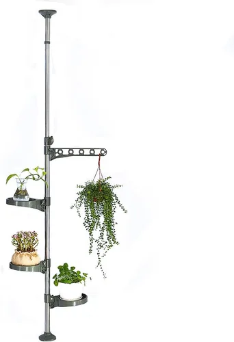 BAOYOUNI Soporte para Poste de Plantas de Interior Barra de Tensión Ajustable Estante de Exhibición de Flores Cargado por Resorte Colgador Floral