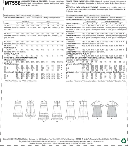 Miniatura 2 de McCall's Patrones Niños/Niñas Sin Mangas y Mangas con Volantes Vestidos de Cintura Imperio