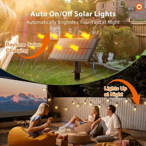 Miniatura 8 de addlon Cadena de luces solares para exteriores de 25 pies con alimentación solar, resistente al agua con control remoto, cadena de luces solares