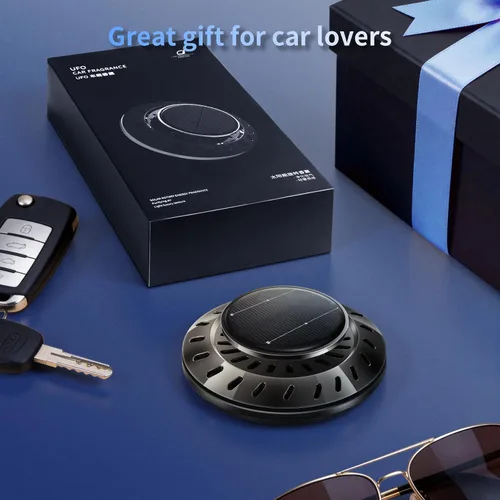 Miniatura 10 de Kwak's Ambientador solar UFO para automóvil, decoración giratoria para el interior del automóvil, divertidos accesorios para ambientador de Negro