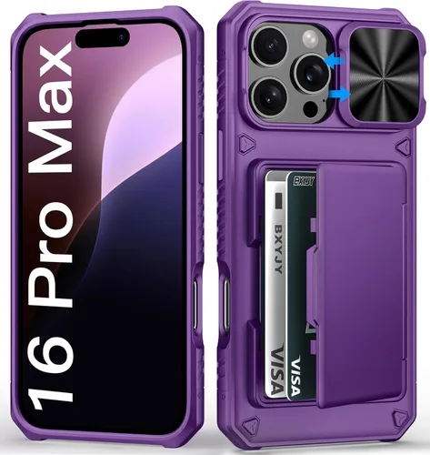Miniatura 89 de BXYJY Funda tipo cartera para iPhone 15 Pro con tarjetero (4-5 tarjetas) y cubierta deslizante para cámara y soporte, protección contra caídas