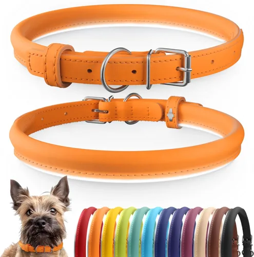 Miniatura 21 de CollarDirect Collar de perro con tachuelas, collares de cuero para mascotas para perros pequeños, medianos y grandes, acolchado suave, marrón, negro