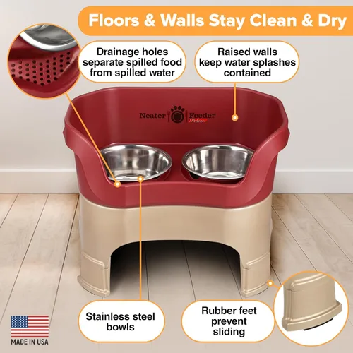 Miniatura 5 de Neater Feeder Deluxe - Tazones elevados para perros grandes a prueba de desorden – Fabricado en Estados Unidos – Soporte elevado para comida