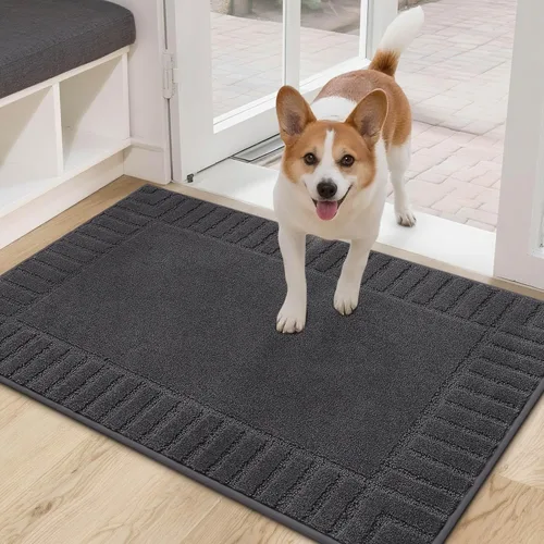 BEQHAUSE Alfombra Antideslizante Atrapa Suciedad para Puerta, Alfombras de Puerta de Perfil Bajo, Alfombra de Puerta Delantera Absorbente, Alfombras