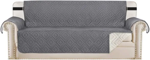 Miniatura 38 de H.VERSAILTEX Funda reversible para silla, protector de muebles antideslizante, resistente al agua, con correas elásticas de 2 pulgadas