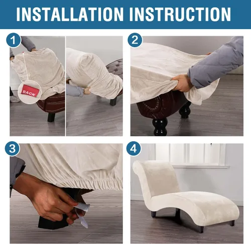 Miniatura 7 de H.VERSAILTEX Funda para Chaise Lounge de Interior de Terciopelo Funda Deslizable para Chaise de Alta Elasticidad Funda para Silla Lounge de Lujo sin