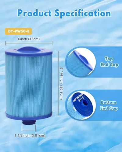 Miniatura 2 de Filtro de Reemplazo para Spa de 50 Pies Cuadrados de 5 Micras Plegable (Paquete de 2) Filtro para Bañera de Hidromasaje con Rosca de Enroscamiento