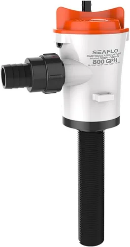 Miniatura 3 de SEAFLO Bomba aireadora Baitwell/Livewell Serie 04 de 800 GPH con entrada recta, 12 V CC, motor de cartucho reemplazable para agua salada/dulce