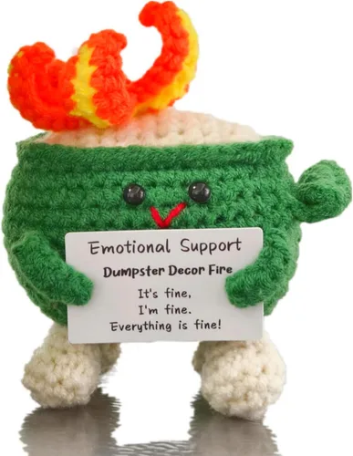Miniatura 14 de Levvohd Decoración de Contenedor de Basura de Apoyo Emocional Fire, Divertida Muñeca de Ganchillo y Tejido Hecha a Mano, Lindos Accesorios de Morado