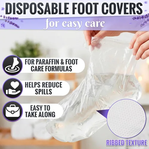 Miniatura 5 de 200 piezas de guantes para pies para hidratación – Cubiertas de pie de plástico a prueba de fugas para pies, diseño antideslizante acanalado con 200