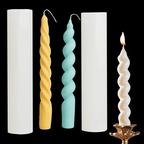2 moldes largos de silicona trenzada para velas, moldes de vela de pilar 3D para aromaterapia, fabricación de cera de jabón, moldes únicos de resina