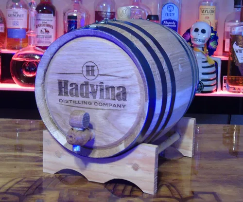 Miniatura 2 de Barriles de envejecimiento de roble blanco americano auténticos grabados (2 litros) - Barriles de envejecimiento de madera nuevos para whisky
