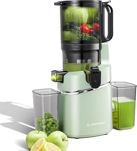 Miniatura 12 de AMZCHEF Máquinas exprimidoras, exprimidor de prensa fría extra de 5.8 pulgadas para verduras y frutas enteras, máquina extractora de jugo