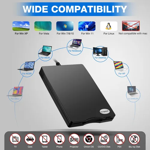 Miniatura 6 de Lector de disquete, unidad de disquete USB externa de 3.5 pulgadas, no compatible con Mac, compatible con Windows 11/10/10 Pro/8/7/2000/XP