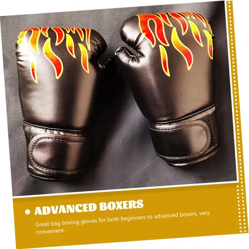 Miniatura 5 de Guantes de boxeo, 2 pares de guantes de kickboxing para niños de 3 a 8 años, guantes de bolsa de lucha para hombre, guantes de boxeo Eva Black Flame