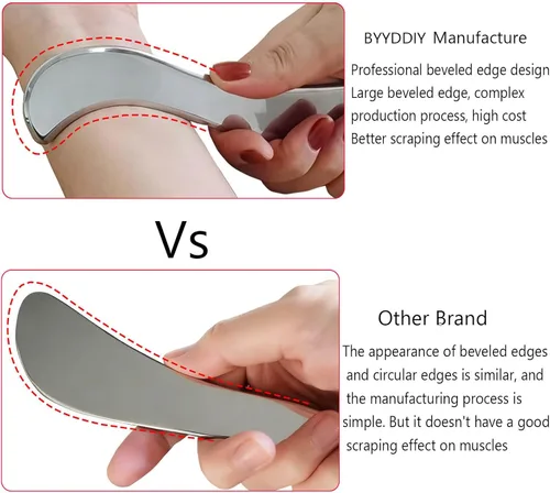 Miniatura 2 de BYYDDIY Kit de herramientas de raspador muscular Gua Sha de acero inoxidable 4 en 1, herramienta de masaje de raspado, herramientas raspadoras