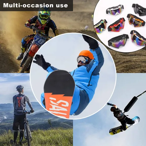Miniatura 6 de Gafas de esquí, paquete de 2 gafas de motocicleta, gafas de snowboard para hombres y mujeres, protección UV antirreflejos