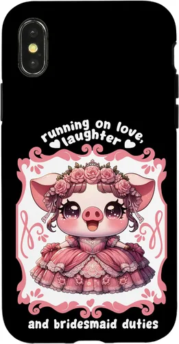 Miniatura 4 de iPhone 15 Lindo cerdo dama de honor roba corazones en el caso de despedida de soltera