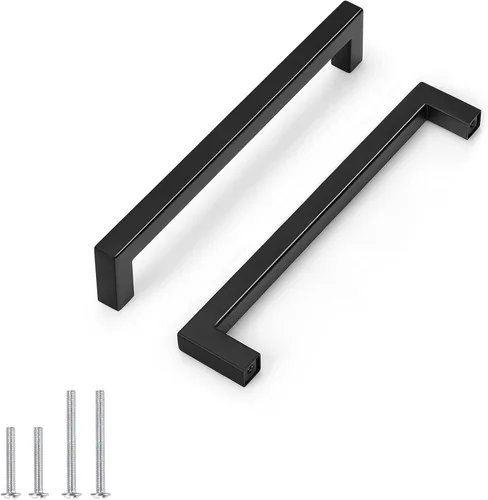 Miniatura 42 de Probrico - Tiradores cuadrados de acero inoxidable para puerta de armario o cajón, color negro, 0.5 pulgadas de ancho